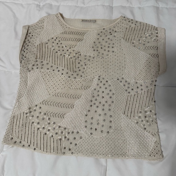 Alice + Olivia Cream Embellished Blouse - Picture 1 of 4